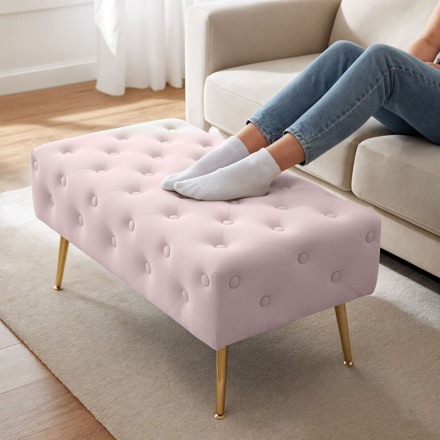 Sitzhocker – MADRID – Elegante Velourbank im Glamour Stil