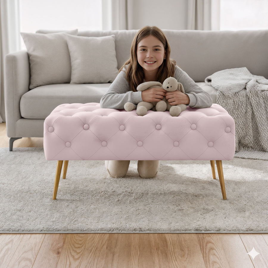 Sitzhocker – MADRID – Elegante Velourbank im Glamour Stil