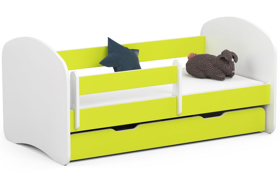 Kinderbett – SMILE – Funktionales Kinderbett mit Matratze und praktischem Stauraum