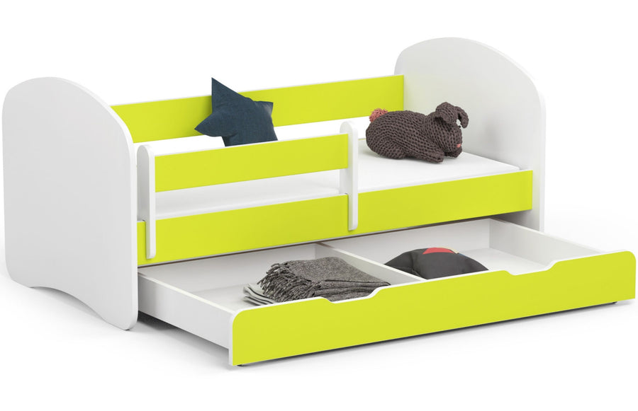 Kinderbett – SMILE – Funktionales Kinderbett mit Matratze und praktischem Stauraum