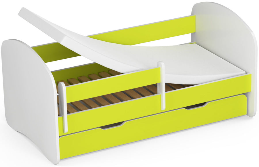 Kinderbett – SMILE – Funktionales Kinderbett mit Matratze und praktischem Stauraum