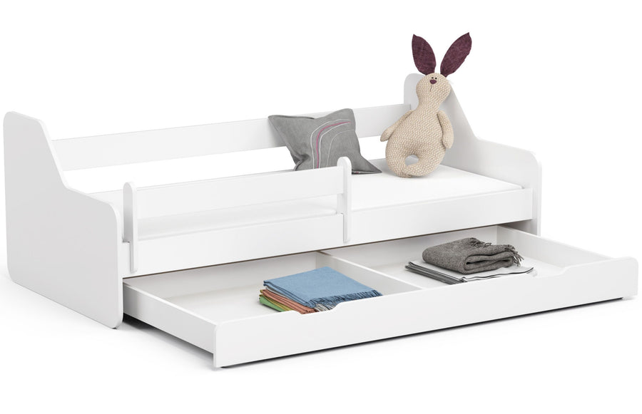 Kinderbett – ACTIV – Modernes Einzelbett mit Matratze und praktischem Stauraum für Kinderzimmer