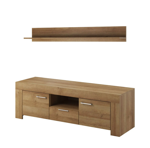 Wohnzimmer-Set – SKY – 2-teilig Sonoma Eiche, TV-Unterschrank und Wandregal