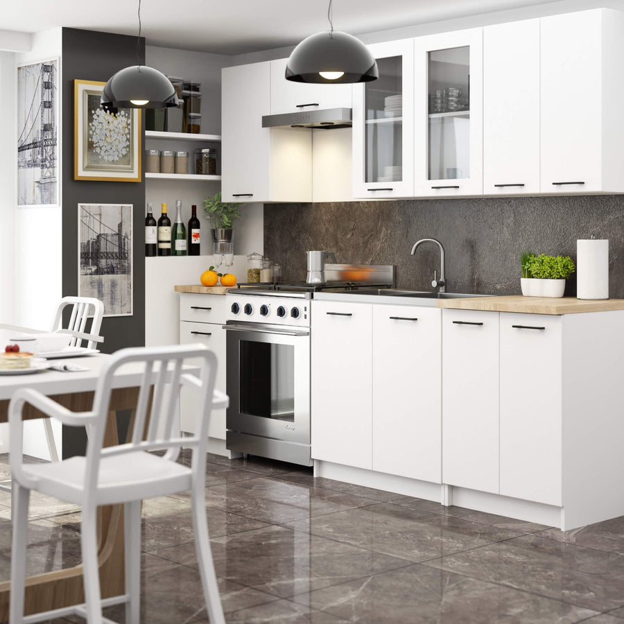 Küchenzeile 240 cm - OLIWIA - Elegante Komplettküche Mit Arbeitsplatte Ohne Elektrogeräte