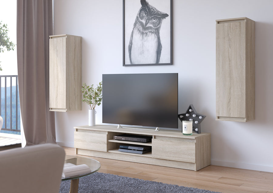 Wohnwand – CLP – Modernes Möbelset mit TV-Board und Hängeschränken, 3 Teile