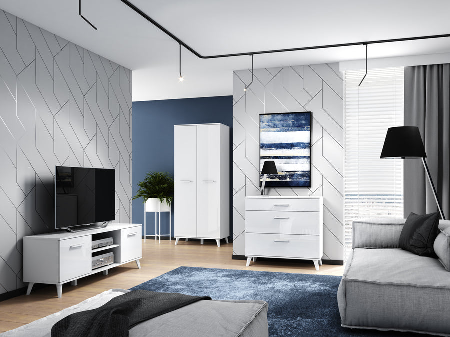 TV Board – SECCO 06 – Modernes Lowboard in Weiß Hochglanz für Ihr Wohnzimmer