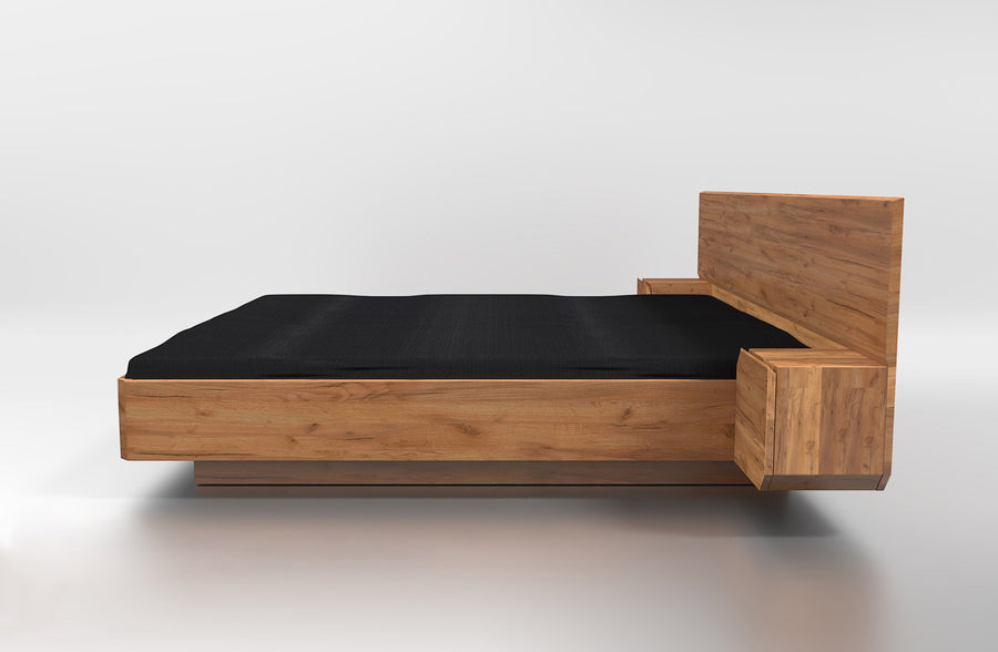 Bett – MUTOMBO I – Massivholzbett mit integriertem Stauraum