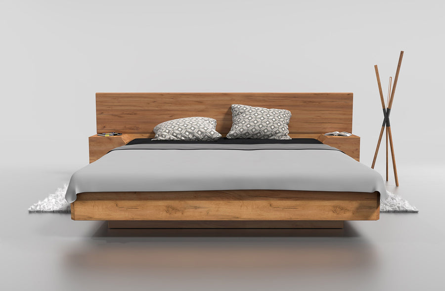 Bett – MUTOMBO I – Massivholzbett mit integriertem Stauraum