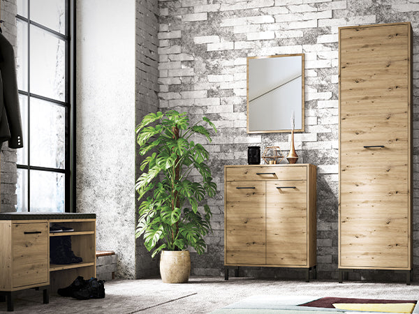 Schuhschrank – NEVIO 02 – Moderner Schuhkommode mit Vollauszug und Holzoptik