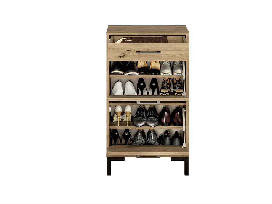 Schuhschrank – NEVIO 02 – Moderner Schuhkommode mit Vollauszug und Holzoptik