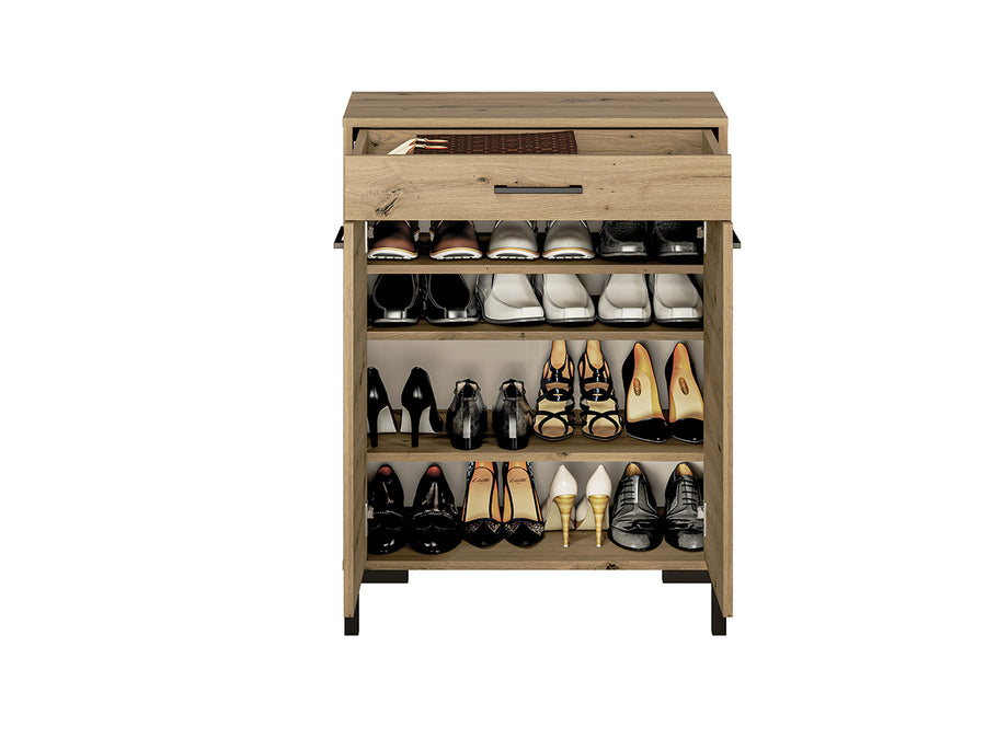 Schuhschrank – NEVIO 03 – Moderne Schuhkommode mit Vollauszug und Holzoptik