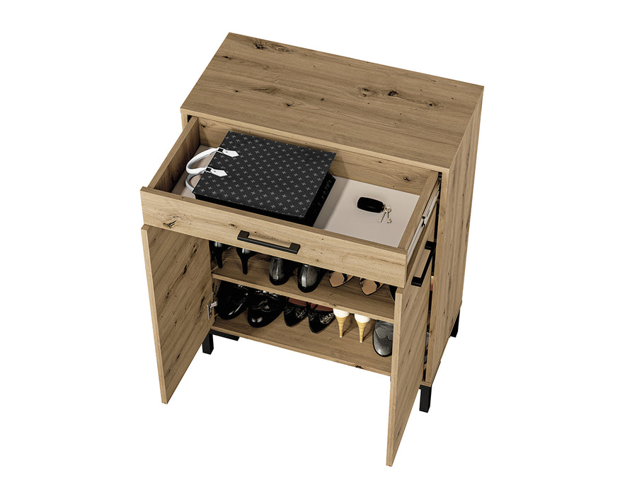 Schuhschrank – NEVIO 03 – Moderne Schuhkommode mit Vollauszug und Holzoptik