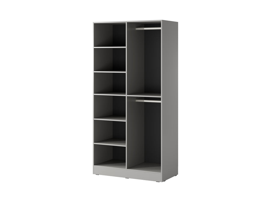 Kleiderschrank – Nordic – Moderner Drehtürenschrank mit Glaseinsätzen und flexiblem Stauraum