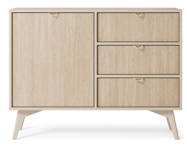 Kommode – Sideboard – KSZD106 – FOREST – Sandbeige – Sideboard mit Tür und drei Schubladen