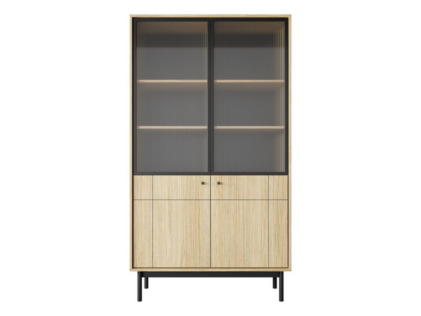 Regal – Hochschrank – R104 – JAPANDI – Eiche Linea – Offenes Stauraumkonzept für strukturierte Wohnbereiche