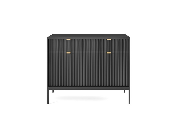 Kommode – Sideboard – KSZ104 – NOVA – Schwarz – Rillenfront & Vielseitiger Stauraum im modernen Design