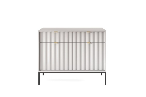 Kommode – Sideboard – KSZ104 – NOVA – Grau – Stauraummöbel mit moderner Rillenoptik