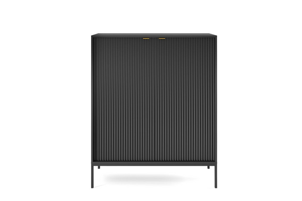 Kommode – Sideboard – K104 – NOVA – Schwarz – Großzügiges Hochmöbel mit strukturierter Front