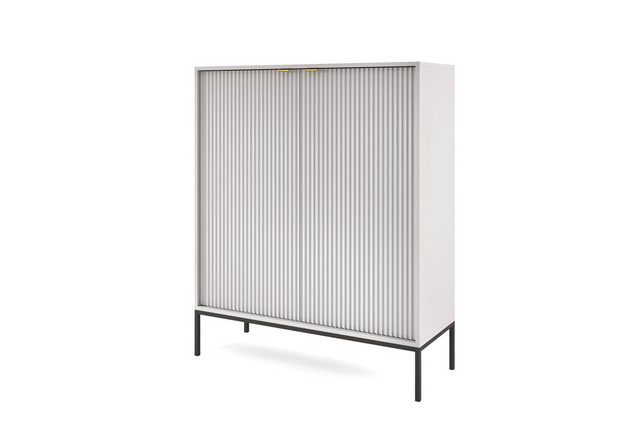 Wohnzimmer Set 4-teilig – NOVA – Grau – Modernes Stauraumensemble im strukturierten Rillen-Design für stilvolle Wohnräume