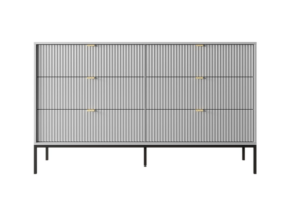 Kommode – Sideboard – NKS154 – NOVA – Grau – Moderne Schubladenkommode mit strukturierter Front