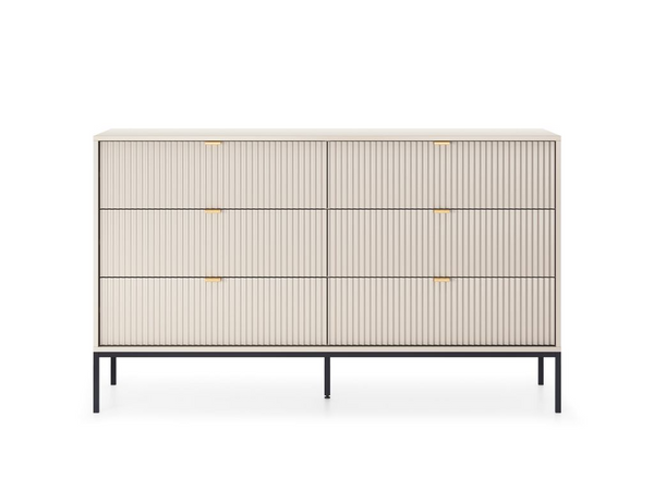 Kommode – Sideboard – NKS154 – NOVA – Kaschmir – Breite Designkommode mit vertikaler Strukturfront
