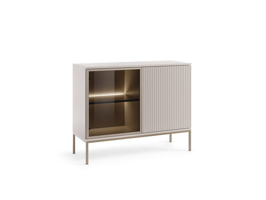 Kommode – SENTO – K104 mit Glastür, Push-to-open & LED-Beleuchtung