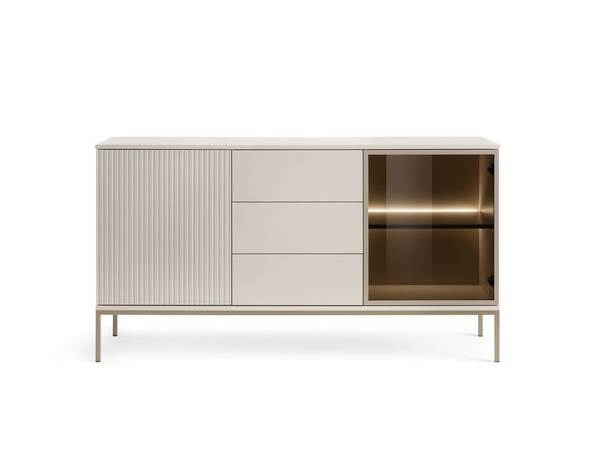 Sideboard – SENTO – KSZ154 mit Push-to-open, Glastür und LED-Beleuchtung