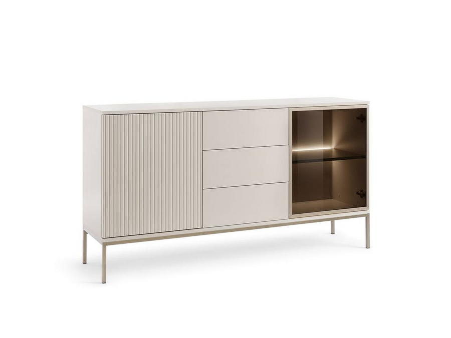Sideboard – SENTO – KSZ154 mit Push-to-open, Glastür und LED-Beleuchtung