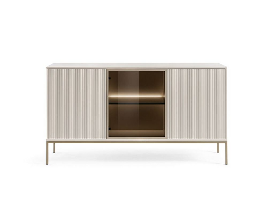 Kommode – SENTO – K154 mit Push-to-open, Glastür und LED-Beleuchtung
