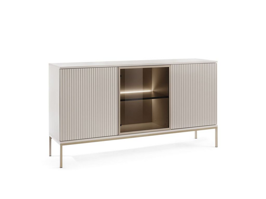 Kommode – SENTO – K154 mit Push-to-open, Glastür und LED-Beleuchtung