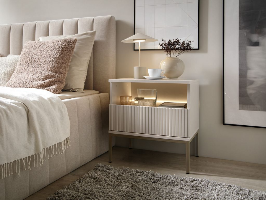 Nachttisch – SENTO – S54 mit LED-Beleuchtung und Push-to-open