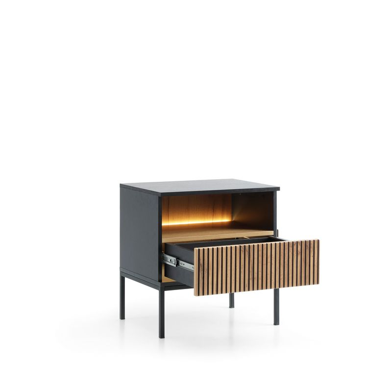 Nachttisch – SENTO – S54 mit LED-Beleuchtung und Push-to-open