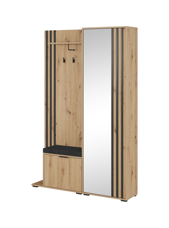 Garderobe mit Spiegeltür – NELLY – Flurgarderobe mit Sitzkissen