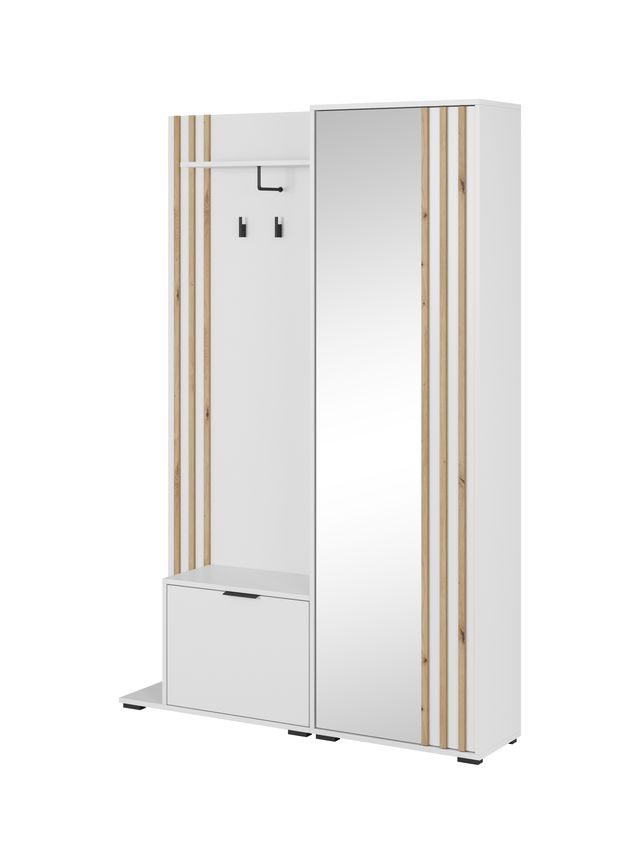 Garderobe mit Spiegeltür – NELLY – Flurgarderobe ohne Sitzkissen