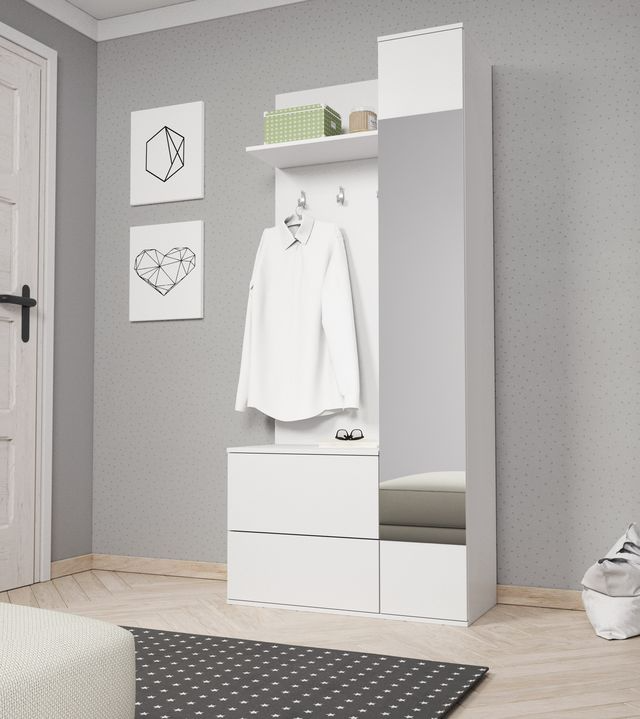Garderobe – GREEN – Flurgarderobe mit Drehtür und Haken, mehrfarbig