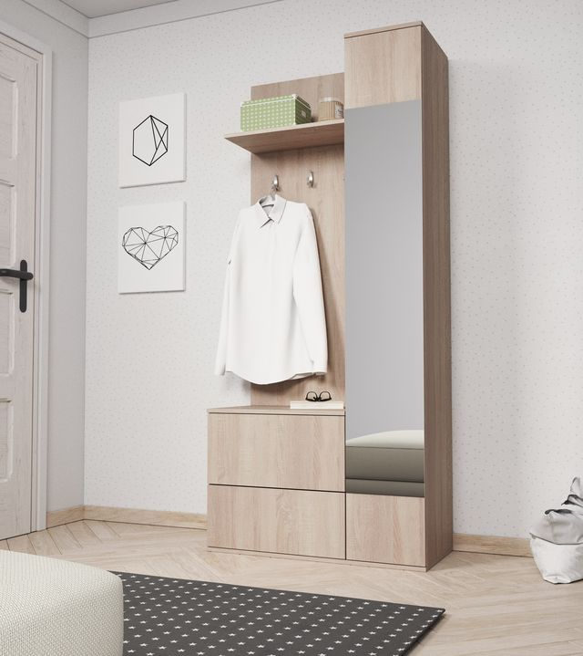 Garderobe – GREEN – Flurgarderobe mit Drehtür und Haken, mehrfarbig