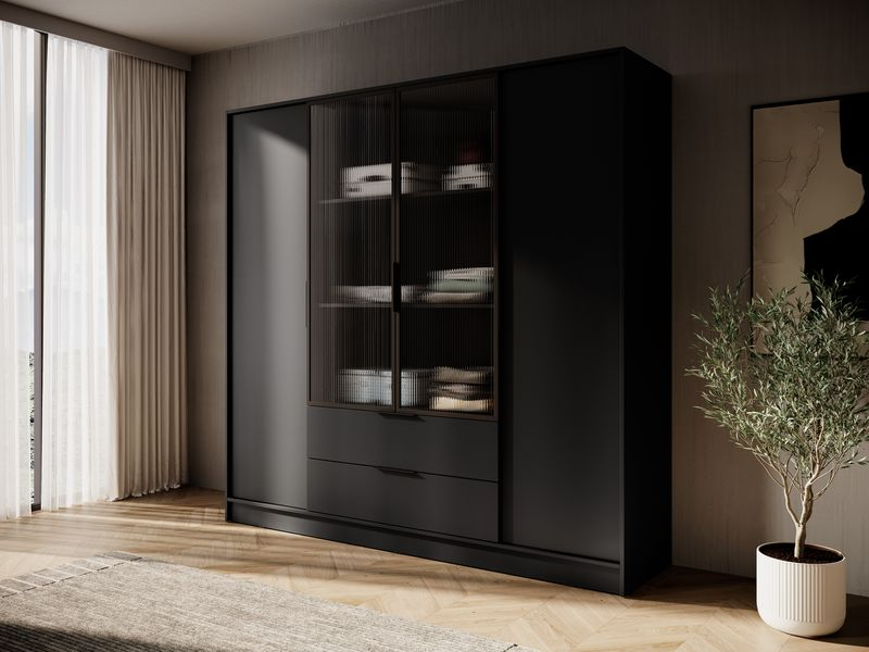 Kleiderschrank – KELLY 4D RM – Aluminiumrahmen – Glaselemente – Modernes Design für Schlafzimmer
