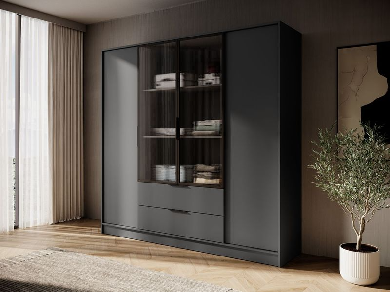 Kleiderschrank – KELLY 4D RM – Aluminiumrahmen – Glaselemente – Modernes Design für Schlafzimmer