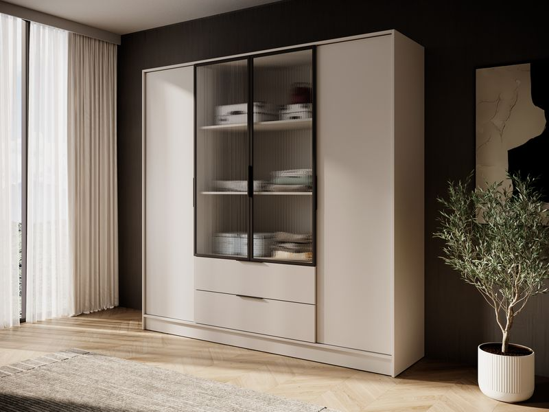 Kleiderschrank – KELLY 4D RM – Aluminiumrahmen – Glaselemente – Modernes Design für Schlafzimmer