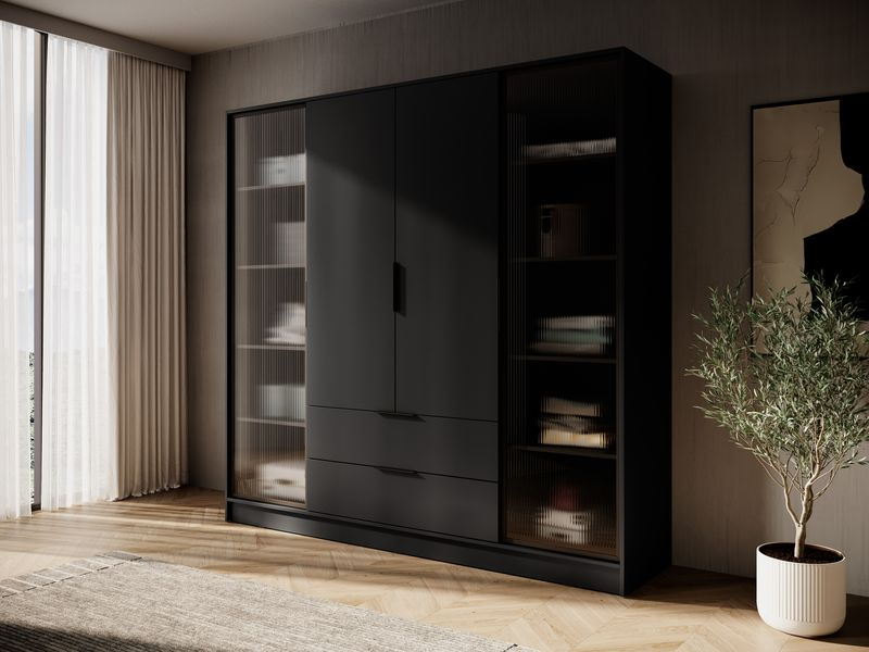 Kleiderschrank – KELLY 4D RD – Glasfront mit Aluminiumrahmen – Flexibler Stauraum