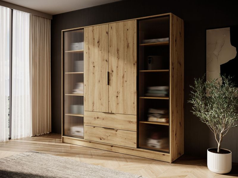Kleiderschrank – KELLY 4D RD – Glasfront mit Aluminiumrahmen – Flexibler Stauraum