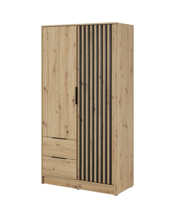 Kleiderschrank – NELLY 2D – Moderner Kleiderschrank mit Lamellenfront