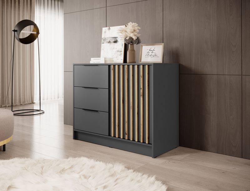 Kommode – NELLY KOM 2D – Moderne Kommode mit Lamellenfront