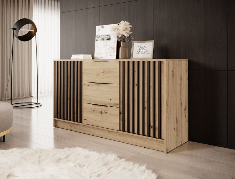 Kommode – NELLY KOM 3D – Breite Kommode mit Lamellenfront