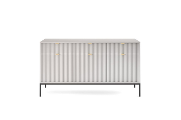 Kommode – Sideboard – KSZ154 – NOVA – Grau – Breite Stauraumkommode mit strukturierter Front
