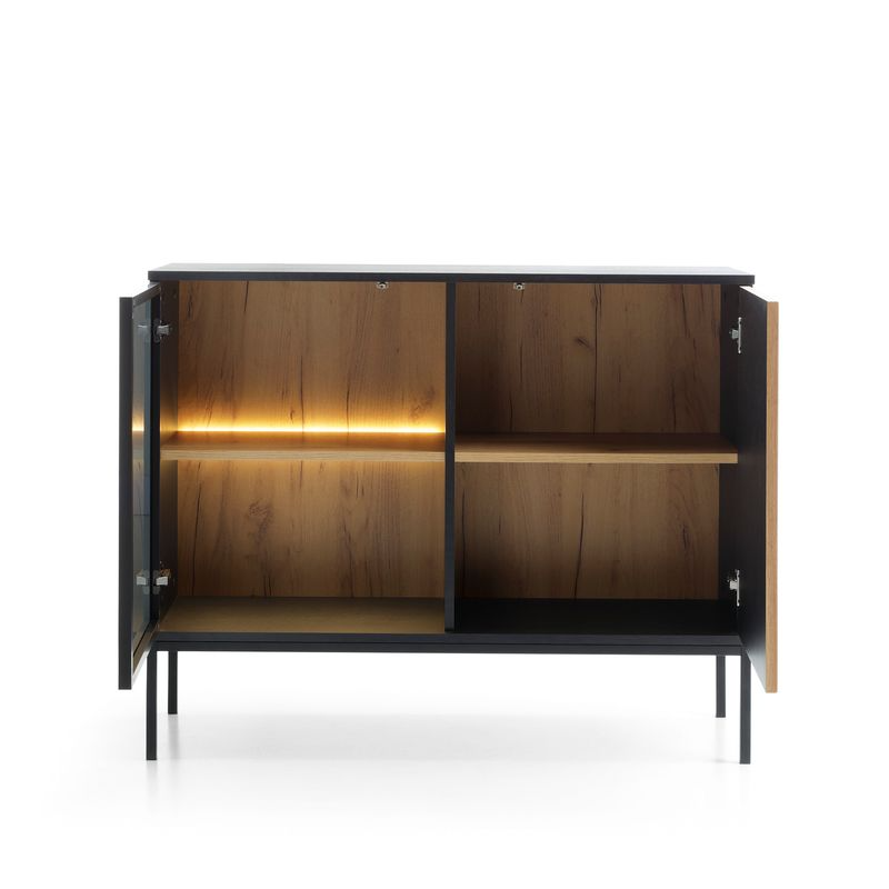 Kommode – SENTO – K104 mit Glastür, Push-to-open & LED-Beleuchtung