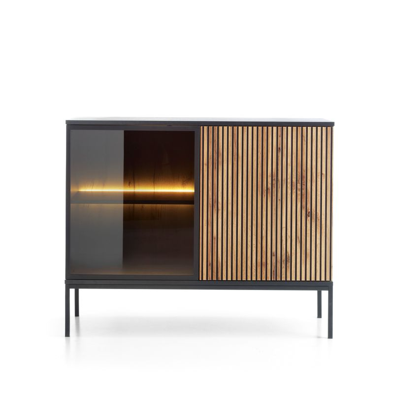 Kommode – SENTO – K104 mit Glastür, Push-to-open & LED-Beleuchtung