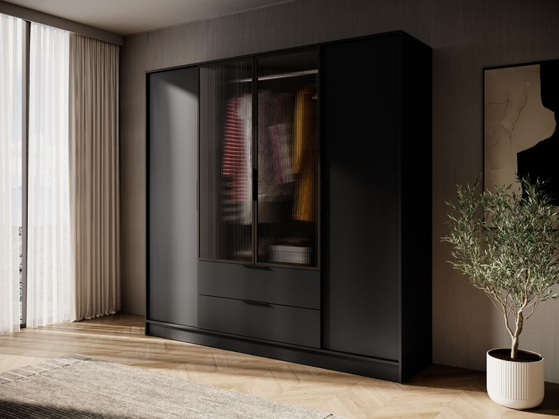 Kleiderschrank – KELLY 4D RM – Aluminiumrahmen – Glaselemente – Modernes Design für Schlafzimmer
