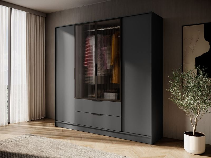 Kleiderschrank – KELLY 4D RM – Aluminiumrahmen – Glaselemente – Modernes Design für Schlafzimmer