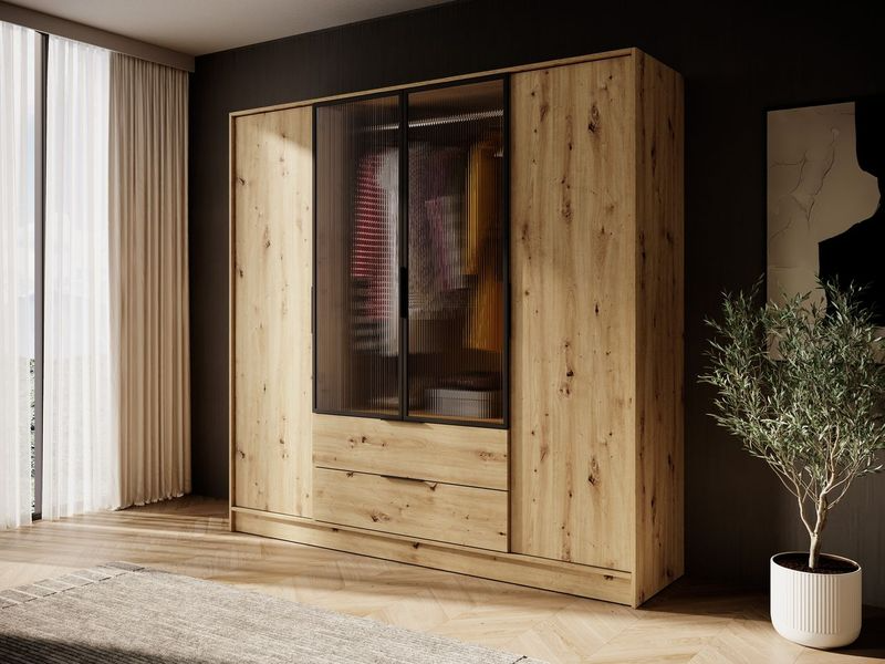 Kleiderschrank – KELLY 4D RM – Aluminiumrahmen – Glaselemente – Modernes Design für Schlafzimmer